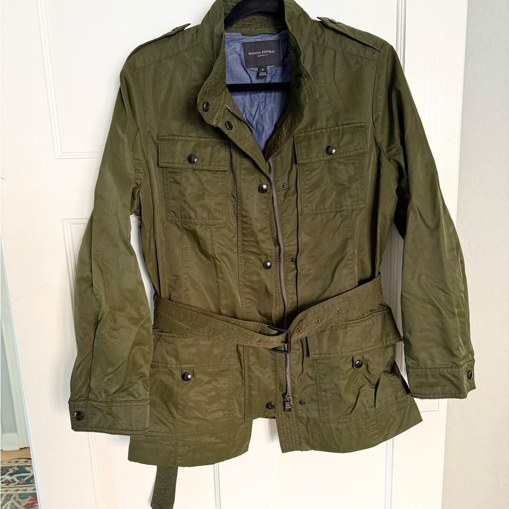 Banana Republic Green Utility Jacket with Belted Waist